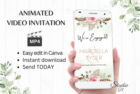 Announce Your Love Story with Boho Engagement Announcement W1126B