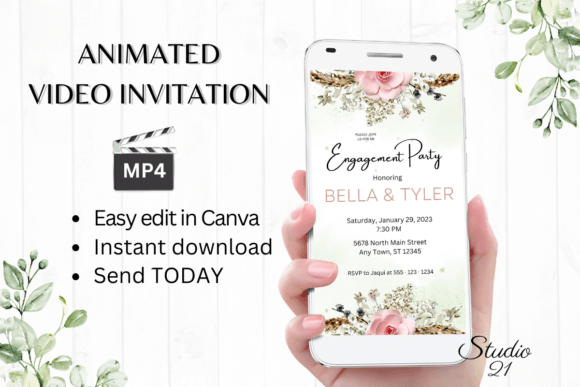 Boho Engagement Party Invite W1126: Effortless Digital Elegance