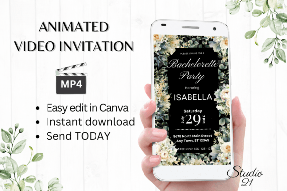 Digital Bachelorette Party Invite W6421: Effortless Elegance