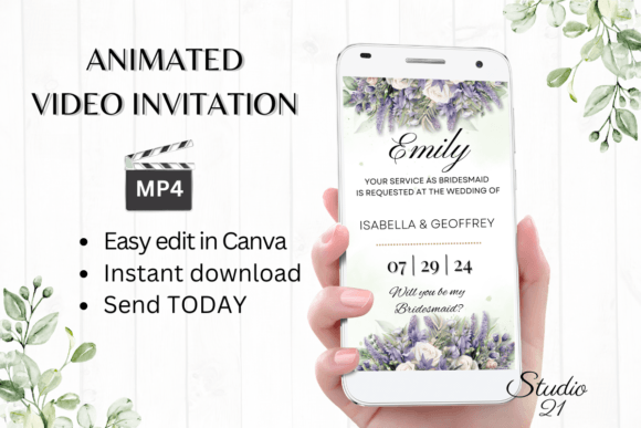 Digital Bridesmaid Proposal W3418M: Effortless Animated Invitations