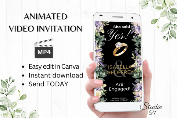 Digital Engagement Announcement W1415B: Modern Wedding Style