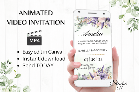 Digital Flower Girl Proposal W3412FG: A Modern Script for Elegant Invitations
