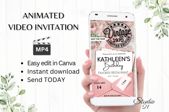 Digital Retro Birthday Invitation: Instant Animated Nostalgia
