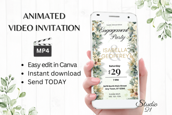 Electronic Engagement Party Invite W1424: Your Instant Celebration Starter