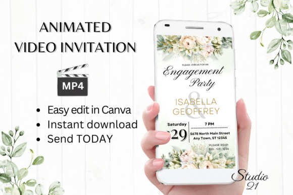 Electronic Engagement Party Invite W1428: Modern Digital Celebrations