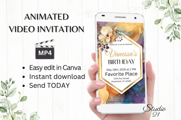 Electronic Marble Birthday Evite: Your Instant Party Starter