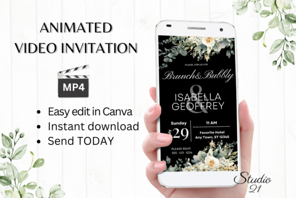 Electronic Wedding Brunch Invite W9423: Your Animated Celebration Starter