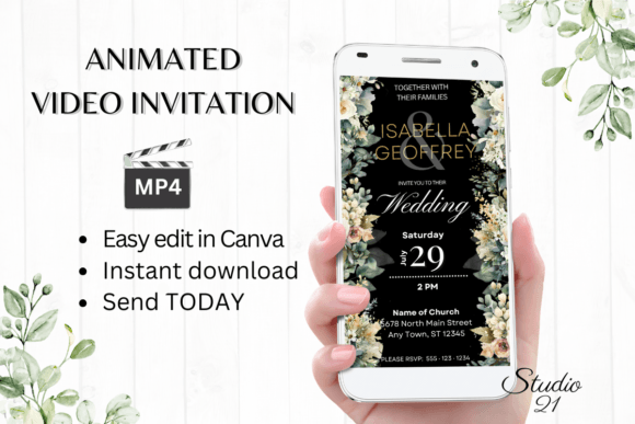 Electronic Wedding Invitation W8425: Modern Animated Evites