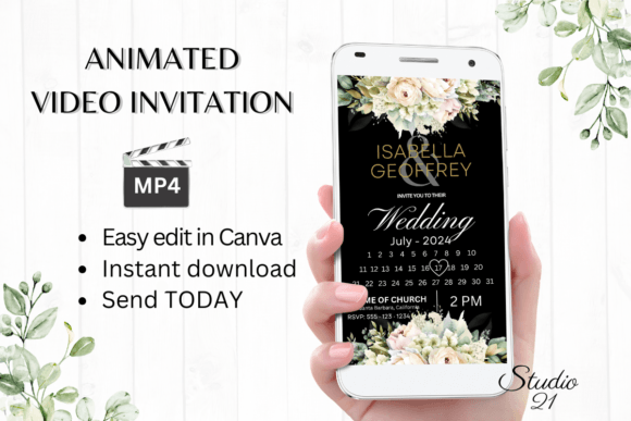 Electronic Wedding Invitation W8429B: Effortless Digital Elegance