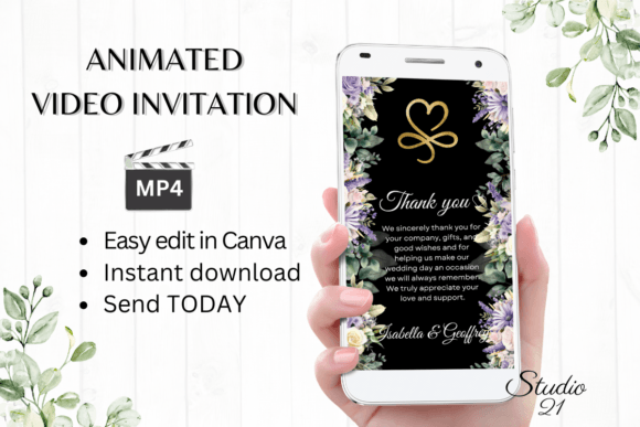 Elegant Gratitude: The Digital Wedding Thank You W9415TU