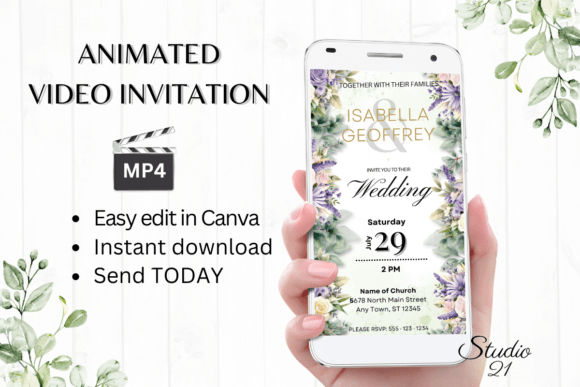 Elevate Your Wedding Announcement with Digital Invitation W8414