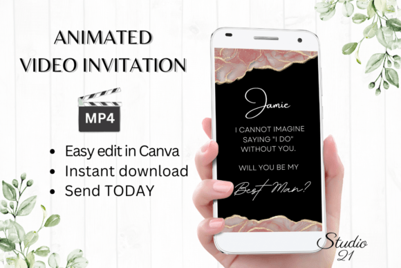 Minimalist Best Man Proposal W3929BM: The Modern Groom's Digital Toolkit