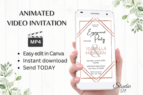 Minimalist Engagement Party Invite W1924: Elegant Simplicity
