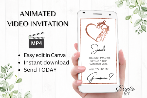 Minimalist Groomsman Proposal W3920GM: The Modern Font for Digital Invitations