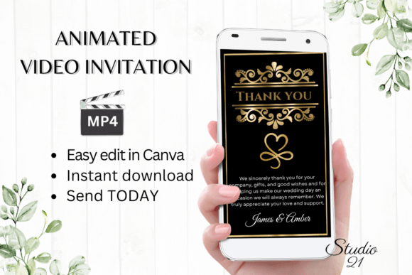Minimalist Wedding Thank You W9917TU: Modern Elegance for Your Brand