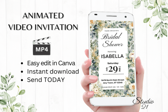 Modernize Your Celebration with Electronic Bridal Shower Invite W4420